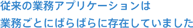 従来の業務アプリケーションは業務ごとにばらばらに存在していました